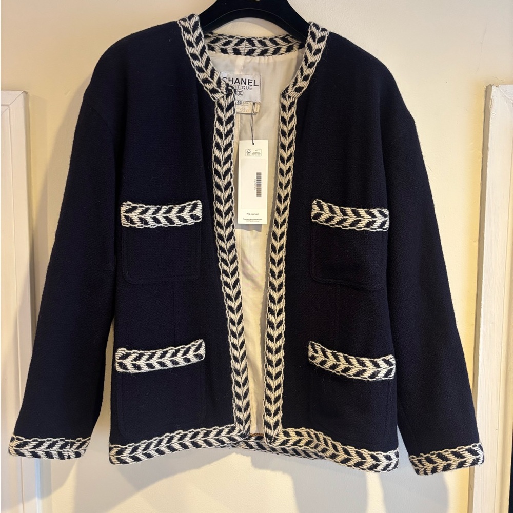 Chanel Navy and Cream Women's Skirt Suit